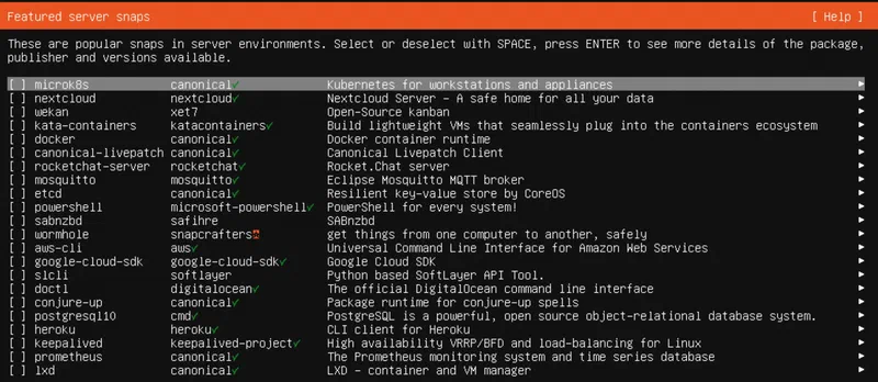 Ubuntu Select snaps